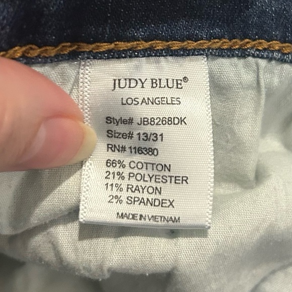 Judy Blue Buffalo Plaid Patch Distressed Skinny Jeans, Size 13/31 Style JB8268DK - Picture 12 of 15